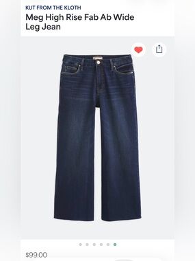 LIKE NEW Kut from the Kloth Dark Blue Fab Ab HR Wide-Leg (size 10, inseam 27)
